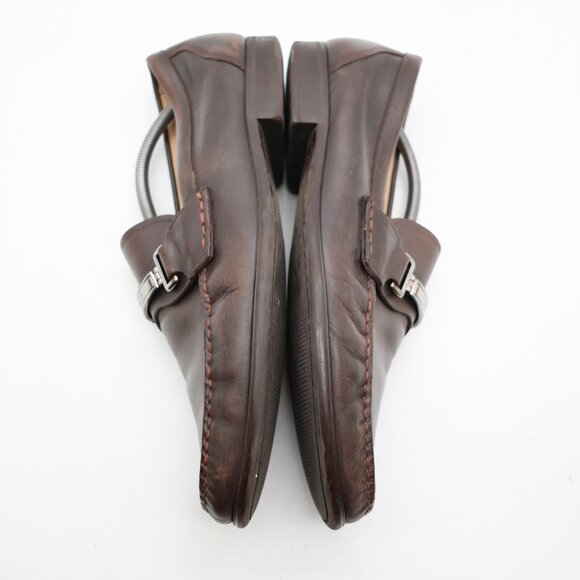 Bally Swiss Corton Men's Size 11 D Dark Brown Leather Silver Horse Bit Loafers - Picture 8 of 12